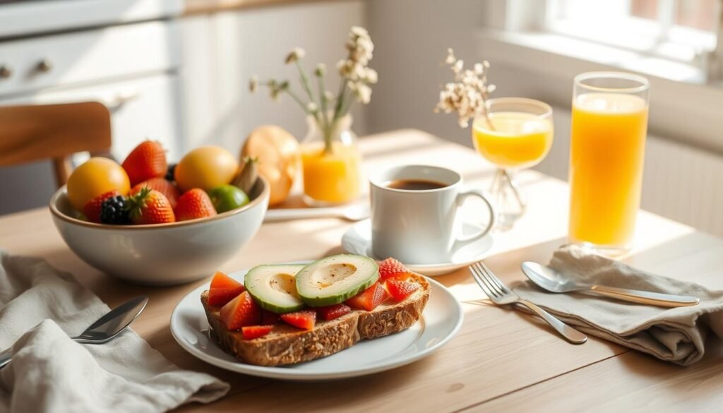 Café da Manhã saudável com alimentos nutritivos Café da Manhã saudável com alimentos nutritivos